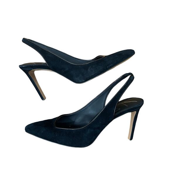 Brian Atwood Maya Black Suede Pointed Toe Slingback Heel Size 8.5 - Picture 8 of 9